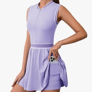 Sleeveless Lavender Athletic Dress with Pocket